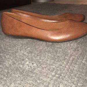 Dark brown faux leather flats